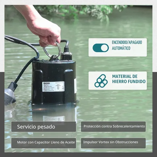Vista 3 de WASSERMANN Bomba de aguas residuales de 3/4 HP de descarga de 2 pulgadas con interruptor de flotador automático, bomba de alcantarillado sumergible
