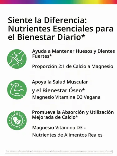 Vista 4 de Complejo de calcio Rainbow Light con magnesio y vitamina D3 + 180 tabletas Nutrientes de alimentos reales Apoyo para la densidad ósea