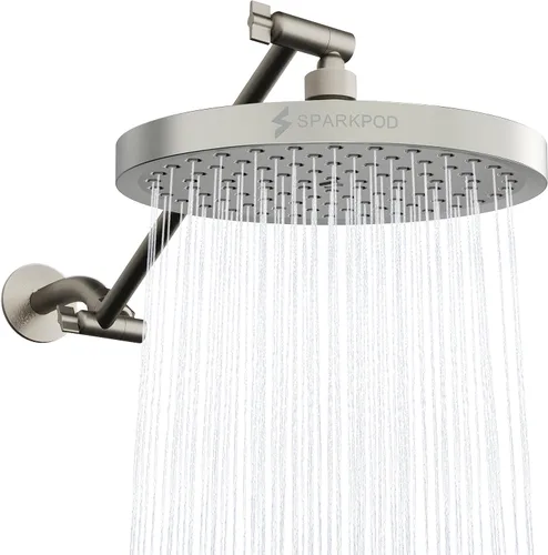 Vista 17 de SparkPod Cabezal de Ducha de Lluvia Redondo con Brazo de Extensión - Cabezal de Ducha de Altura Ajustable con Rendimiento de Alta Presión