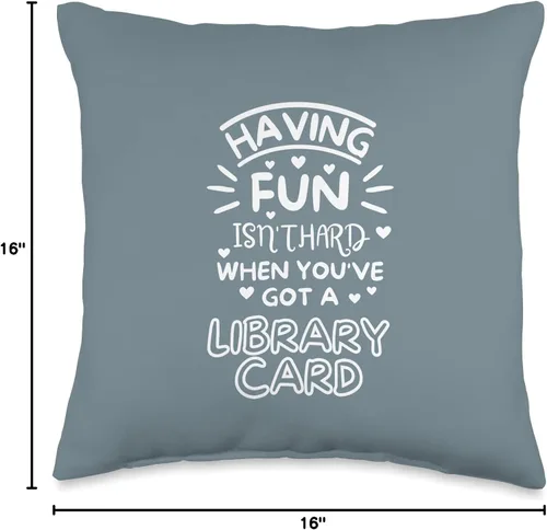 Vista 4 de jovy fits Divertirse no es difícil cuando tienes una tarjeta de biblioteca Almohada de libro, 16 x 16, multicolor