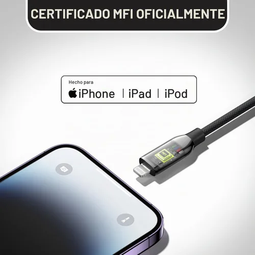 Vista 2 de Cable USB A a Lightning de 1.8 m, cable cargador Lightning para iPhone certificado MFi, cable cargador de iPhone de nylon trenzado para Apple