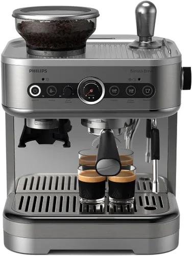Vista 7 de Máquina de Espresso Semi Automática PHILIPS Barista Brew - Botón para Espresso Simple y Doble + Americano, Contenedor Dual de 280g para Dos Tipos