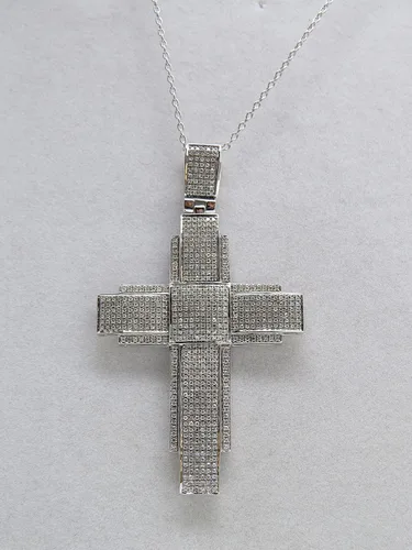 Vista 4 de Dazzlingrock Collection Colgante de cruz religiosa Hip Hop con diamante blanco redondo de 1.00 quilates (ctw) para hombre, plata de ley, Diamante
