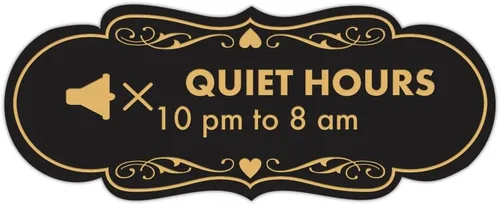 Vista 11 de Signs ByLITA Señal de diseño Quiet Hours de 10 pm a 8 am (negro) - Pequeño