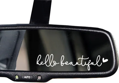 Vista 9 de 2 calcomanías con el texto “Buckle Up” para espejo retrovisor, calcomanía de vinilo divertida y bonita para el auto