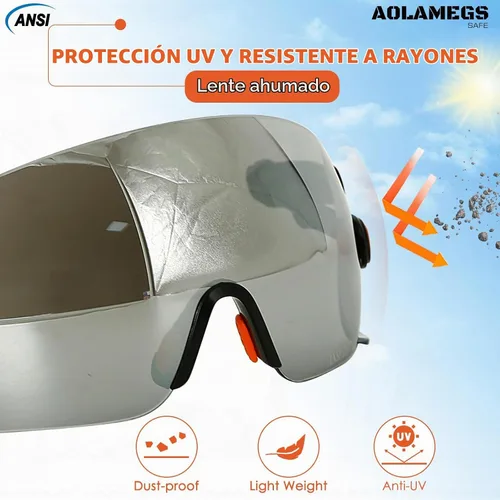 Vista 3 de Anteojos de seguridad ANSI Z87, accesorios de visera de casco duro de construcción OSHA, protector de ojos transparente y tintado integrado
