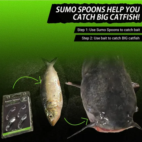 Vista 3 de Cuchara Sumo – Cuchara de cebo para pesca de gato, bajo blanco, lubina rayada y otros peces cebo, 1 5/8 pulgadas