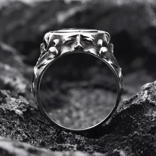 Vista 4 de Anillos de calavera para hombre, de acero inoxidable, anillo gótico de motociclista, joyería para hombres y niños, tallas 7-13