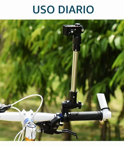 Vista 7 de Portaparaguas para bicicleta para silla de ruedas y andador, abrazadera ajustable de acero inoxidable resistente - Se adapta a tubos de 0.8-1