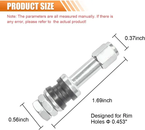 Vista 2 de 5 piezas TR43E/VS43 - Vástagos de válvula de neumático sin cámara de metal, montaje de vástago de válvula de aleación de aluminio para orificio