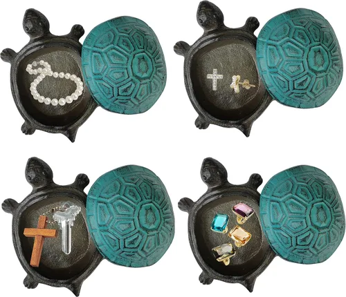 Vista 4 de BSTGIFTS - Ocultador de llaves de hierro fundido con forma de tortuga - Juego de llaves de repuesto y decoración de jardín - Caja de baratijas
