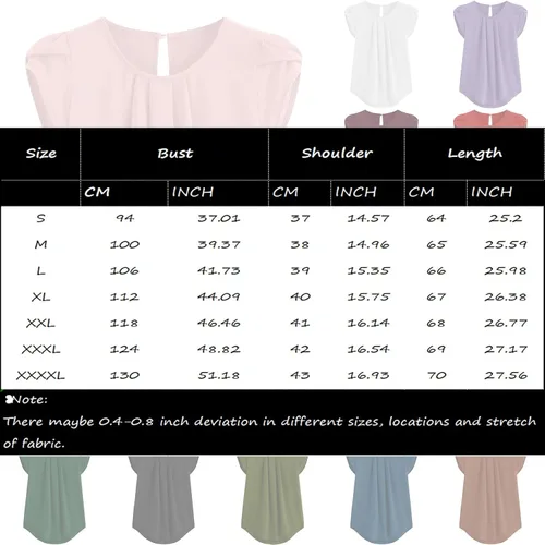 Vista 3 de Camisetas de manga larga para mujer, color sólido, manga corta, con botones, cuello redondo, estilo casual