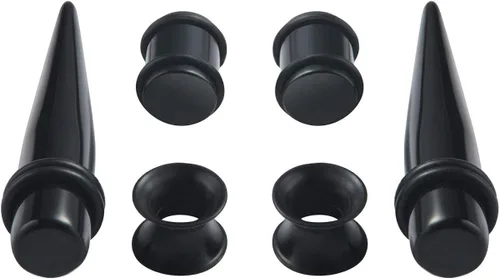 Vista 5 de JDXN - Conjunto de tapones conos y aros de silicona acrílica para expansión de orejas 14G-00G 50 piezas