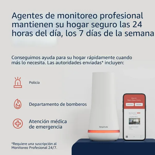 Vista 5 de SimpliSafe Sistema de seguridad inalámbrico para el hogar de 5 piezas, monitoreo profesional 24/7 opcional, sin contrato, compatible con Alexa