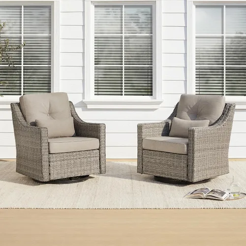 Vista 19 de CHITA Sofá de mimbre para exteriores, sofá de mimbre para patio, sofá de ratán de 3 plazas de gran tamaño con cojines de 5.1 pulgadas de grosor
