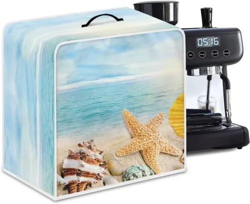 Vista 31 de Funda para cafetera, poliéster, azul, se adapta a la mayoría de máquinas de café estándar, protector resistente al polvo, huellas dactilares
