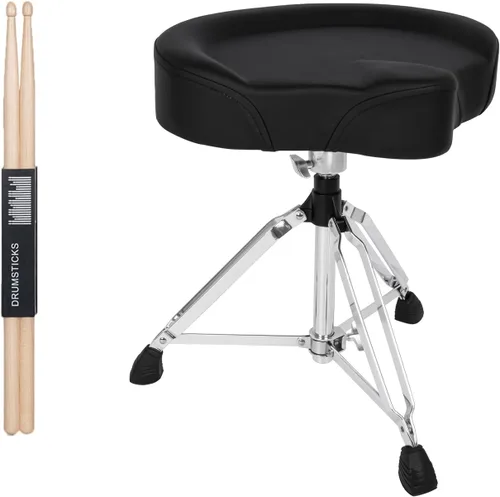 Vista 8 de STRICH Drum Throne, taburete de tambor acolchado ajustable en altura, silla giratoria de tambor resistente, taburete acolchado de doble soporte