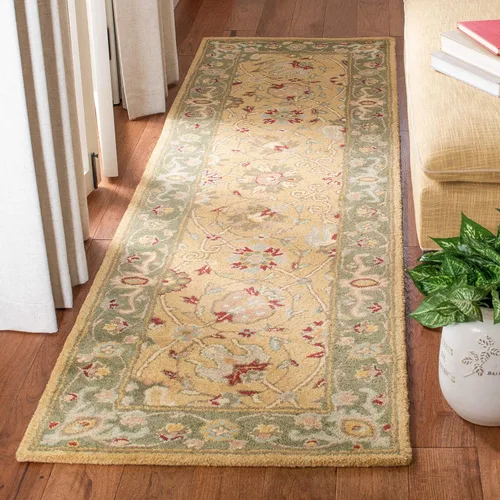 Vista 46 de SAFAVIEH Colección Antigüedades - Alfombra de 6' redonda, marrón y verde, hecha a mano, diseño oriental tradicional de lana, ideal para áreas