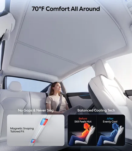 Vista 4 de Wigoo para Tesla Model Y Accesorios Parasol Techo, Interior Gris