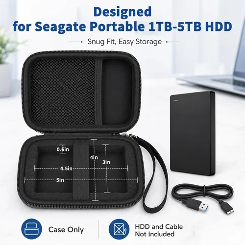 Vista 2 de ALKOO Hard Shell External Hard Drive Case for Seagate Portable 1-5TB