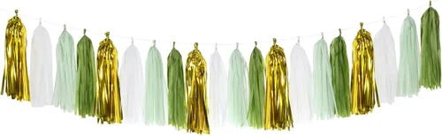 Vista 13 de Guirnalda de borlas para decoración de fiesta de Halloween en negro, blanco y naranja - 15 piezas Suministros de graduación 2025, borlas para Negro