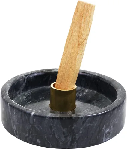 Vista 11 de Quemador de incienso de mármol natural, soporte de incienso para palo y reflujo, hecho a mano, ideal para fumar incienso, quemar incienso y Negro