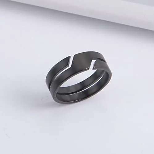 Vista 3 de LIKGREAT Anillos casuales de moda para parejas para hombres y mujeres, anillos de dedo de acero inoxidable, anillos casuales para regalo de parejas