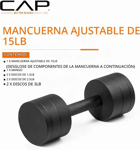 Vista 2 de CAP Barbell - Mancuerna ajustable de 15 lb Peso compacto de hierro fundido Múltiples opciones