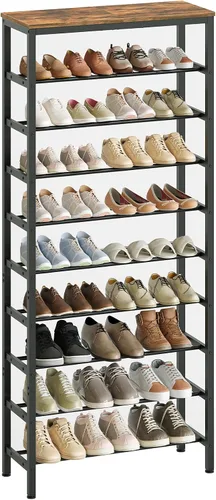 Vista 10 de YATINEY Zapatero alto de 8 niveles, organizador de almacenamiento de zapatos de gran capacidad, estante de zapatos independiente para armario