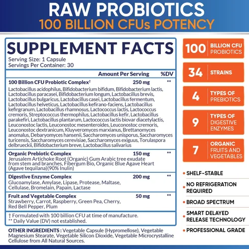 Vista 3 de Wholesome Wellness Probióticos orgánicos de 100 mil millones de UFC, formulados por Dr. para mujeres y hombres + cápsulas de vitamina C liposomal