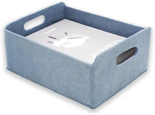 Vista 26 de Welaxy Cestas de almacenamiento plegables de fieltro, cubos de almacenamiento para estantes, caja de fieltro para niños, juguetes, revistas, libros