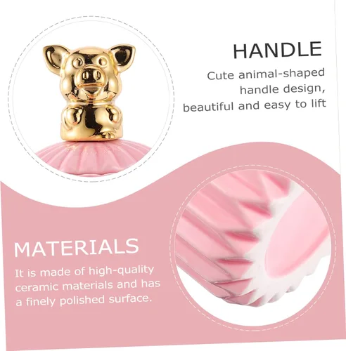 Vista 9 de SHOWERORO Adorable tarro de cerámica de animales, organizador de joyas decorativo con tapa para almacenar collares, pulseras y aretes, diseño