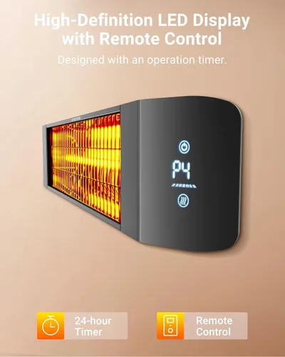 Vista 4 de Pasapair - Calentador eléctrico de patio - Calentador inteligente infrarrojo para interiores con temporizador de 24H y control por APP - Calentador