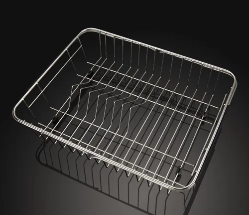 Vista 8 de SANNO - Estante extensible para secar platos sobre el fregadero y brazos ajustables para platos, estante de platos en el fregadero o en el mostrador