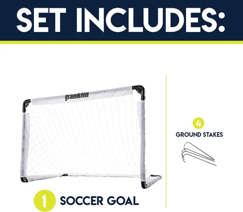 Vista 6 de Franklin Sports Mini portería de fútbol para niños, red plegable para patio trasero para niños y niños pequeños, portería de acero portátil