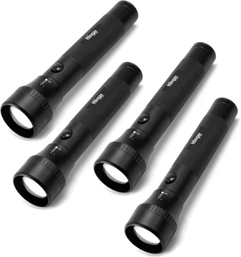 Vista 10 de Linternas LED Grandes de Batería D de 2 Celdas de Servicio Pesado, Linterna Antorcha de Aleación de Aluminio de Modo Único con Zoom, Linterna