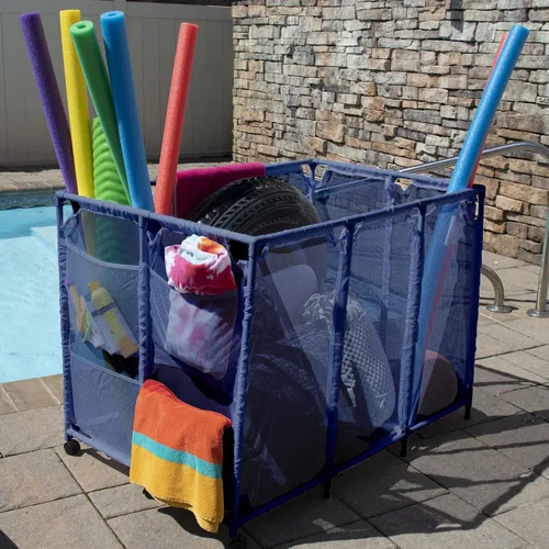 Vista 5 de Soporte para fideos de piscina, juguetes, flotadores, bolas y flotadores, organizador de almacenamiento de malla, extra grande