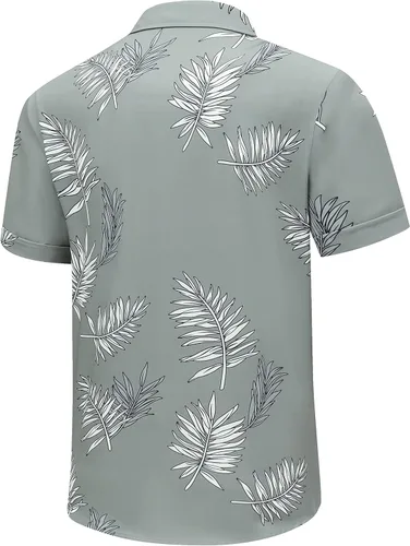 Vista 3 de SheLucki - Camisa hawaiana para hombre, unisex, casual, manga corta, con botones y estampado de sombra de palmeras, para el verano y la playa