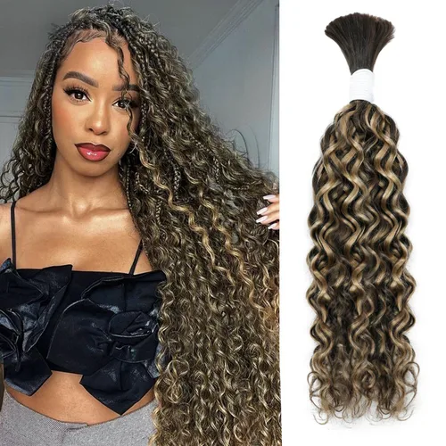 Vista 35 de Liqusee Cabello Humano para Trenzar 3.53 oz Un Paquete 14 Pulgadas Negro Natural Ondulado Rizado a Granel Cabello Humano para Trenzar Sin Trama 100%