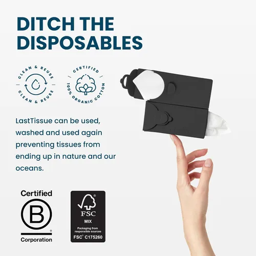Vista 6 de LastTissue® Paquete de pañuelos de algodón reutilizable Toallas faciales y pañuelos para hombres y mujeres – Pañuelo facial lavable y sostenible