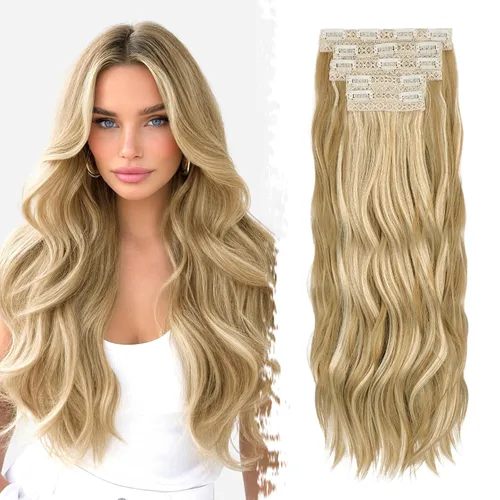 Vista 21 de BARSDAR 24 Inch Synthetic Layered Loose Wavy Black Clip in Hair Extensions