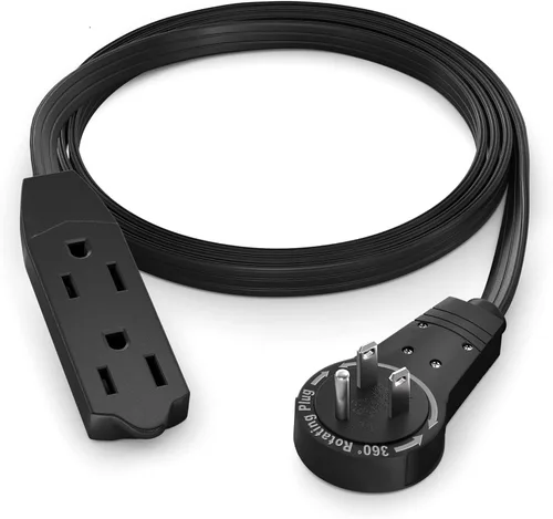 Vista 15 de Maximm - Cable de extensión de enchufe plano giratorio de 360°, 0.30 m, 16 AWG, múltiple, extensión de salida, cable con conexión a tierra, 3 Blanco