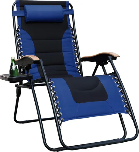 Vista 8 de PHI VILLA Silla XL de gravedad cero de gran tamaño, acolchada, reclinable, de gran tamaño, con soporte para tazas, soporta 350 libras (gris)