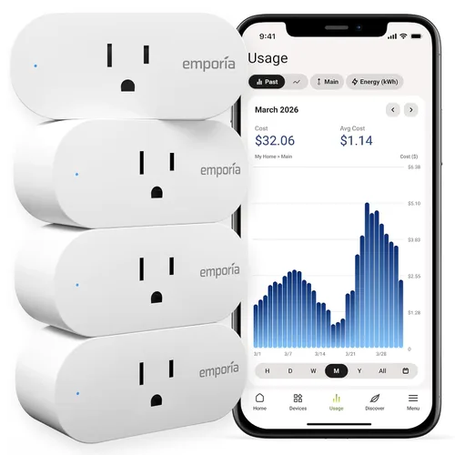 Vista 8 de Emporia - Enchufe inteligente con monitoreo de energía, enchufe inteligente WiFi funciona con Alexa y Google Home - Enchufe WiFi de 15A