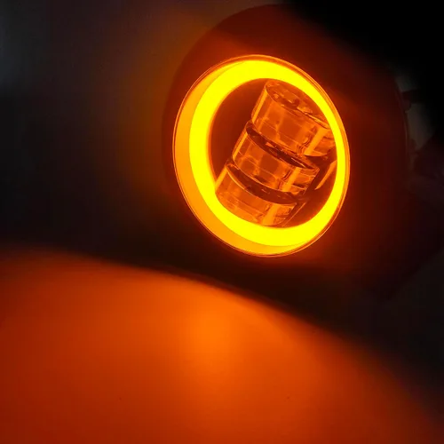 Vista 7 de Luz Antiniebla Redonda de 5 Pulgadas 30W Pods LED Blancos Haz de Inundación Para Automóvil 4x4 Todoterreno Camión 12V 24V LED Ojos de Ángel Ámbar