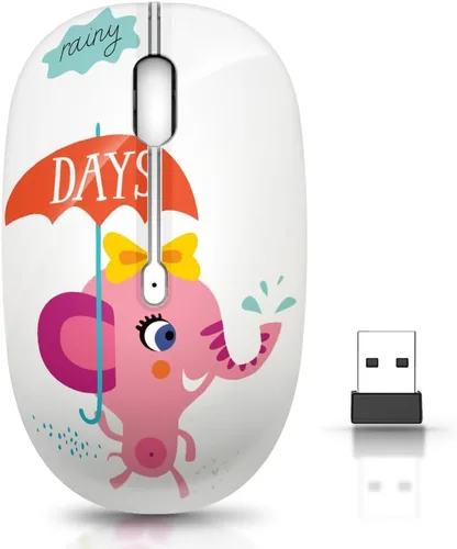 Vista 9 de JUHOO Ratón inalámbrico con nano receptor para PC, laptop, notebook, computadora, MacBook, menos ruido, ratones ópticos portátiles y móviles
