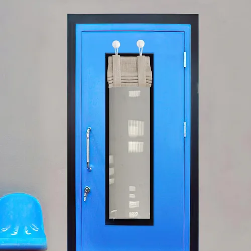 Vista 12 de NICETOWN Cortinas pequeñas para puerta francesa con ganchos autoadhesivos, cortinas opacas de lino sintético con aislamiento térmico para puertas