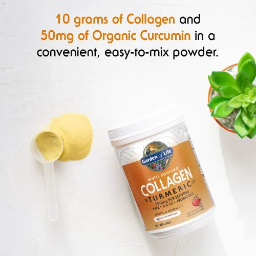 Vista 7 de Garden of Life Péptidos de colágeno multifuente + polvo de cúrcuma – Manzana y canela, 20 porciones, para mujeres y hombres, movilidad