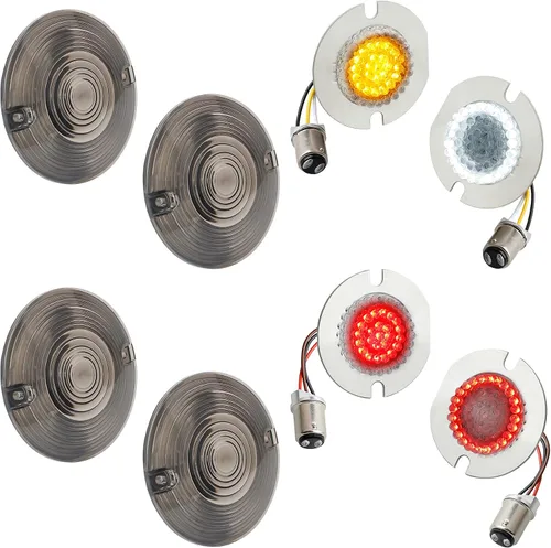 Vista 7 de NTHREEAUTO Señales direccionales LED delanteras 1157 + 1156 traseras de 3 1/4 pulgadas, cubiertas planas de lente ahumada, luces traseras Switch