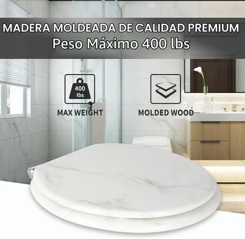 Vista 5 de Asiento para retrete Angel Shield de mármol con madera moldeada duradera con cierre silencioso, fácil de limpiar, bisagras de liberación rápida